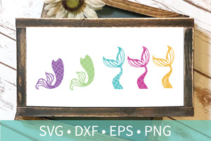 Mermaid Tail Fin Scales SVG DXF PNG Clipart File