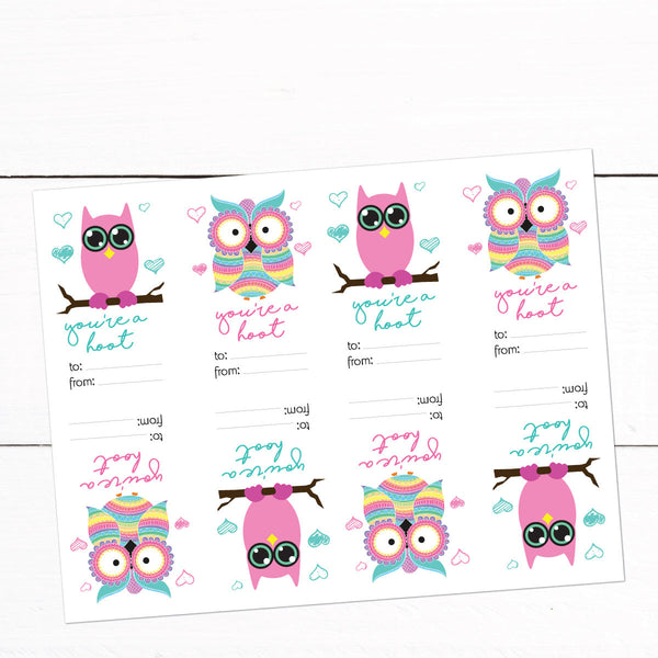 Owl Valentines Day Cards - Kids Valentines Cards - Printable Valentines Day Cards - Owls - Valentine Card Template - Automatic Download