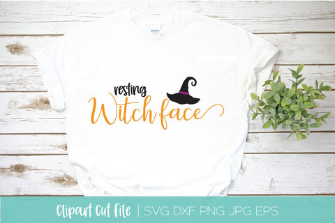 Resting Witch Face SVG DXF EPS Silhouette Cut File