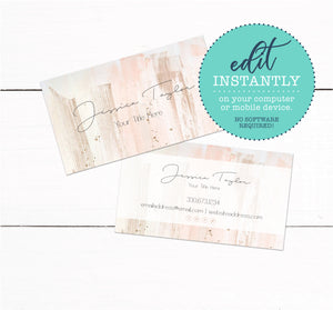 Rose Gold Paint Brush Strokes Business Card Template