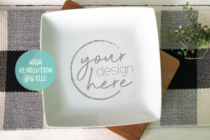 Square White Dinner Plate Mockup | Cookie Plate Mockup