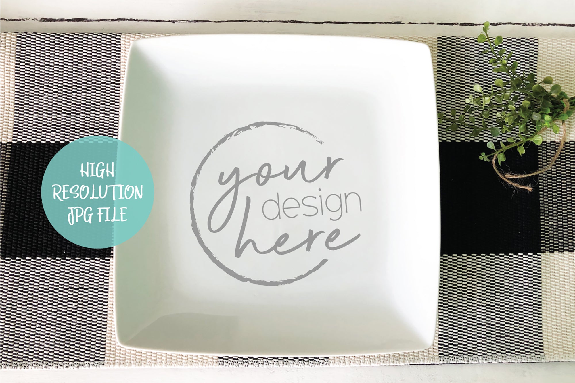 Square White Plate Mockup | Cookie Plate Mockup