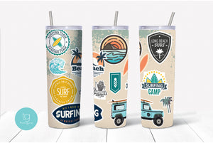 Surf Beach 20 oz. Tumbler Sublimation Wrap Design