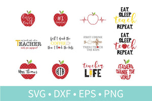 Teacher Appreciation Bundle SVG DXF EPS Silhouette Cut File