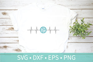 Volleyball Heartbeat SVG DXF PNG EPS Silhouette Cricut File