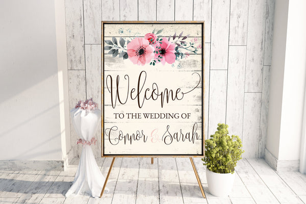 Wedding Welcome Floral Sign - Anniversary Welcome Sign - Party Welcome Sign - Antique White Floral Sign - 16x20 Floral Event Welcome Sign