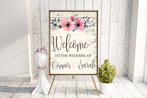 Wedding Welcome Floral Sign - Anniversary Welcome Sign - Party Welcome Sign - Antique White Floral Sign - 16x20 Floral Event Welcome Sign